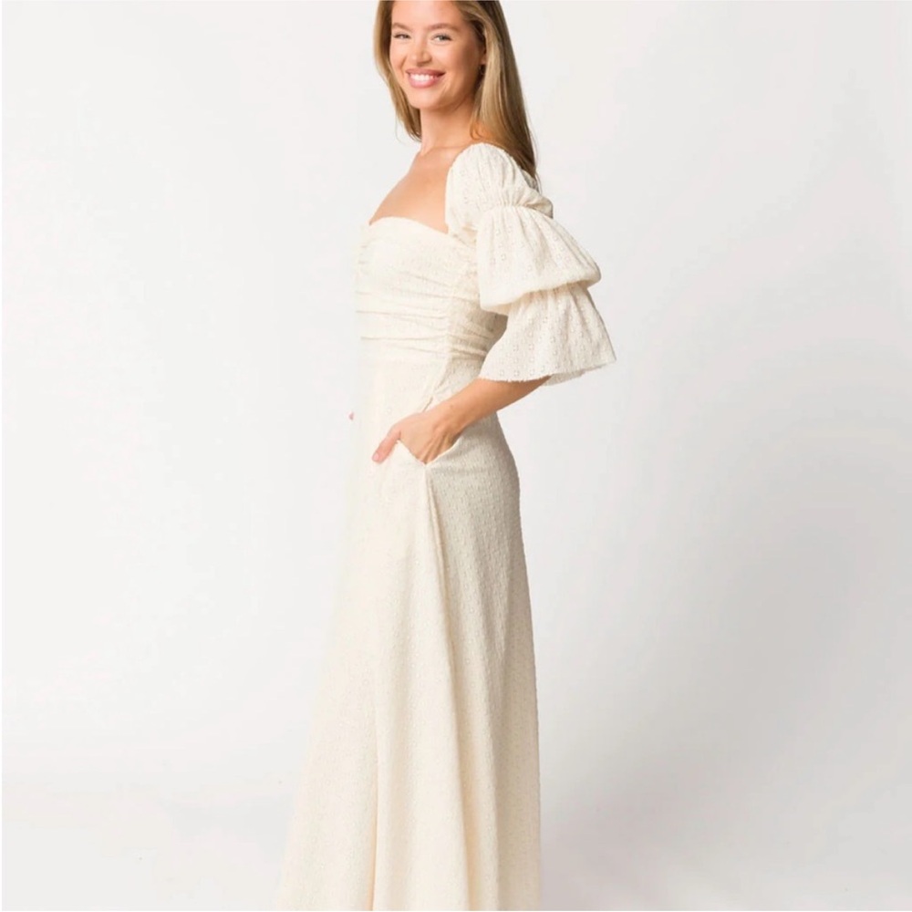 Worth Collective Sage Green Corinne Tiered Long Sleeve Maxi Dress